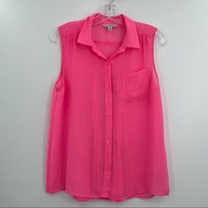 American‎ Eagle translucent semi sheer sleeveless button front shirt